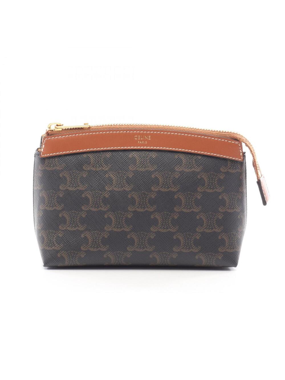 Celine Triomphe Pouch Leather Pvc Brown #369000C38B